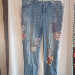 Chico's Blue Boyfriend Jeans with Patchwork